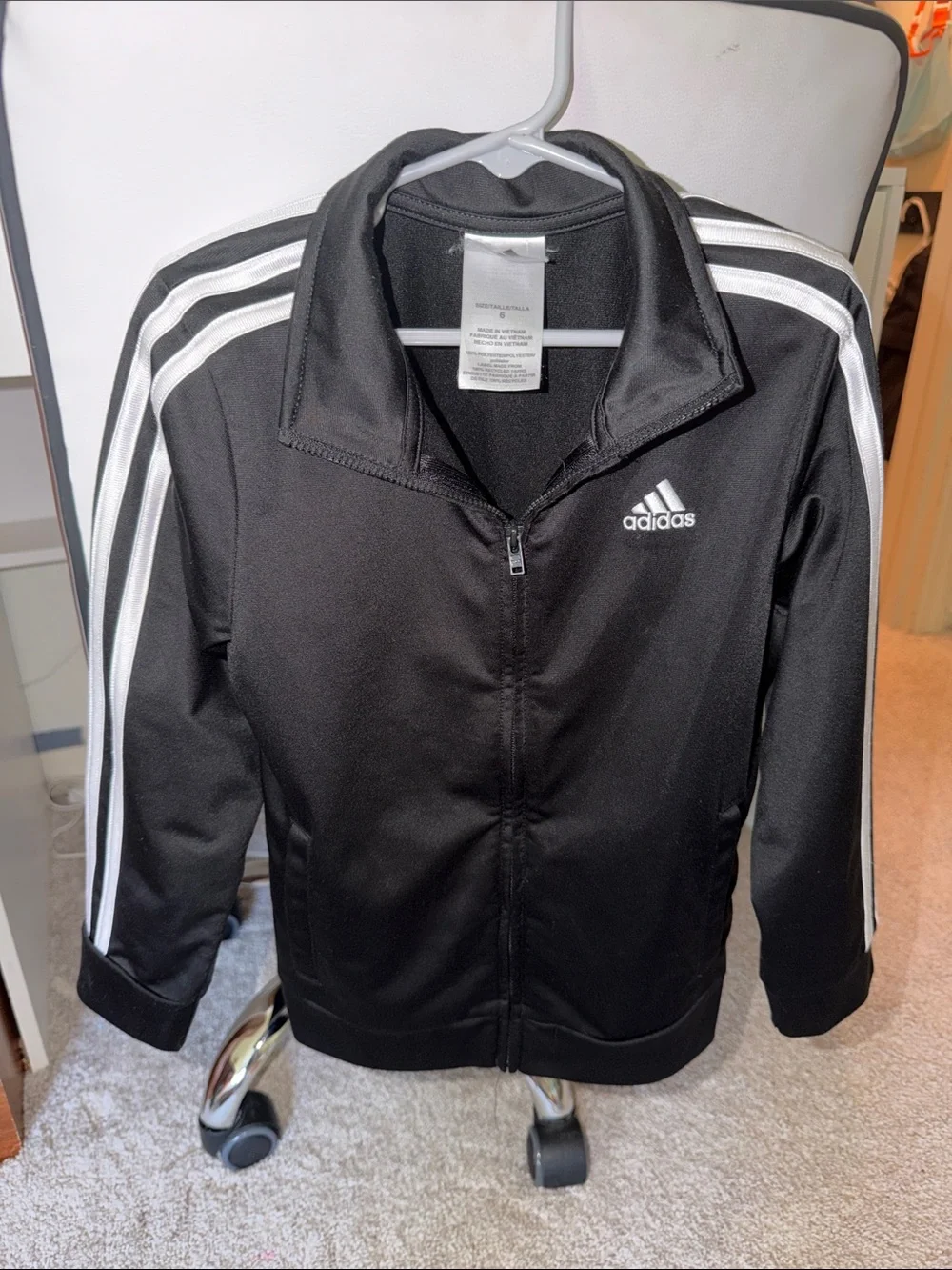 Boy’s Adidas Black Jacket with White Stripes